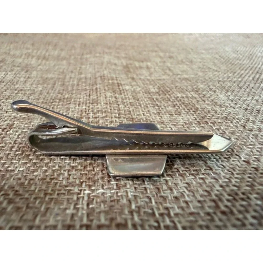 Vintage Mid-Century Siam Sterling Silver Niello Tie Clip, Amfarco Signed
